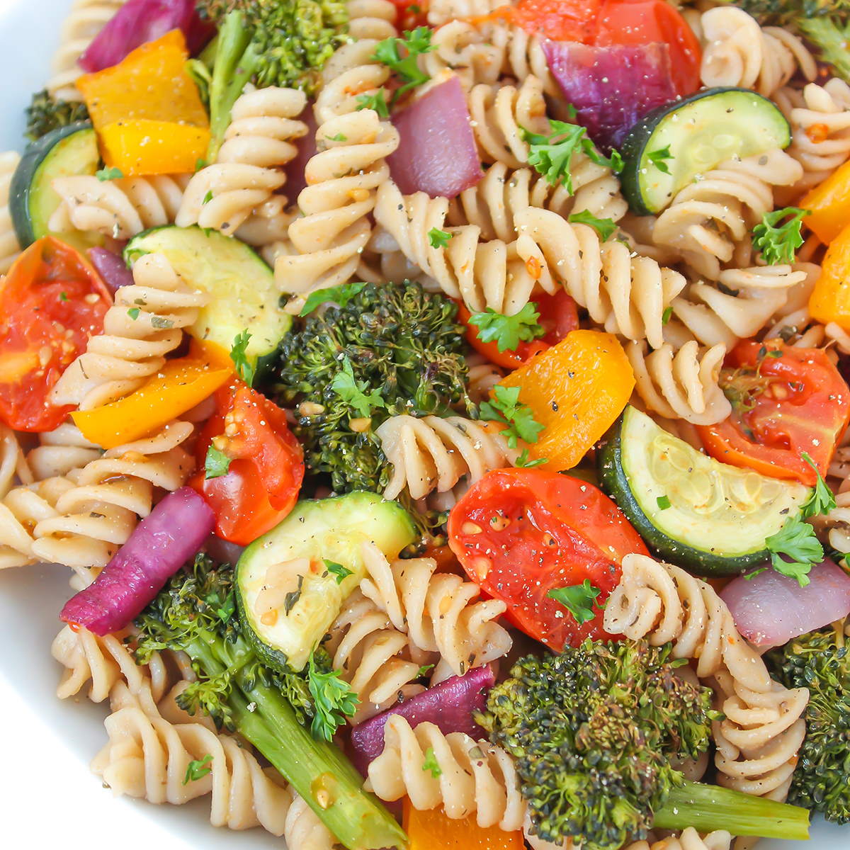 Roasted Vegetable Pasta with Balsamic - The Garden Grazer