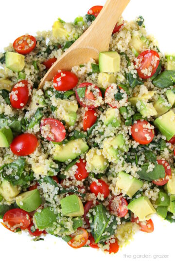 Quinoa Avocado Spinach Power Salad - The Garden Grazer