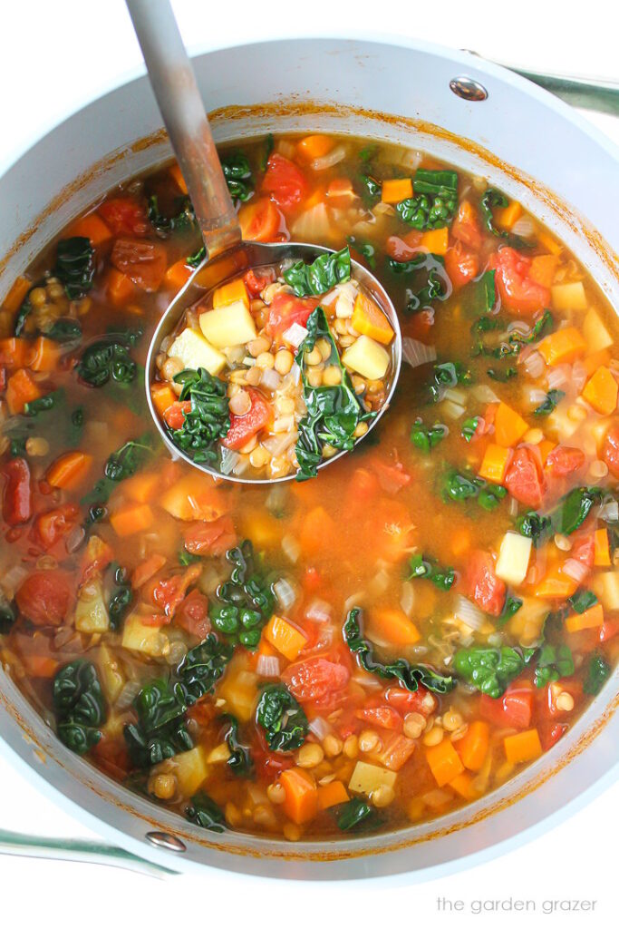 Lentil Kale Soup with Potato (Easy!) - The Garden Grazer