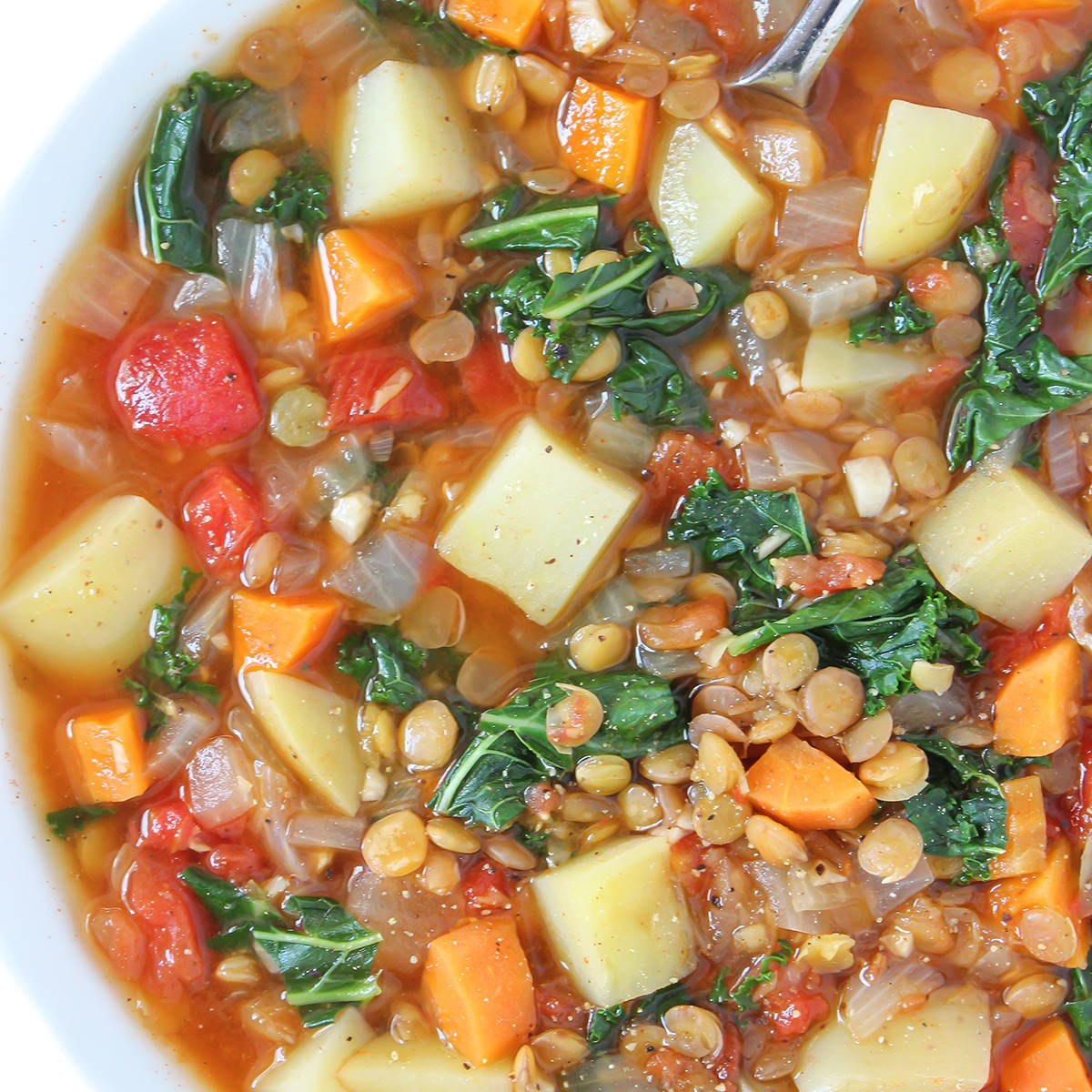 Lentil Kale Soup with Potato (Easy + Vegan) - The Garden Grazer