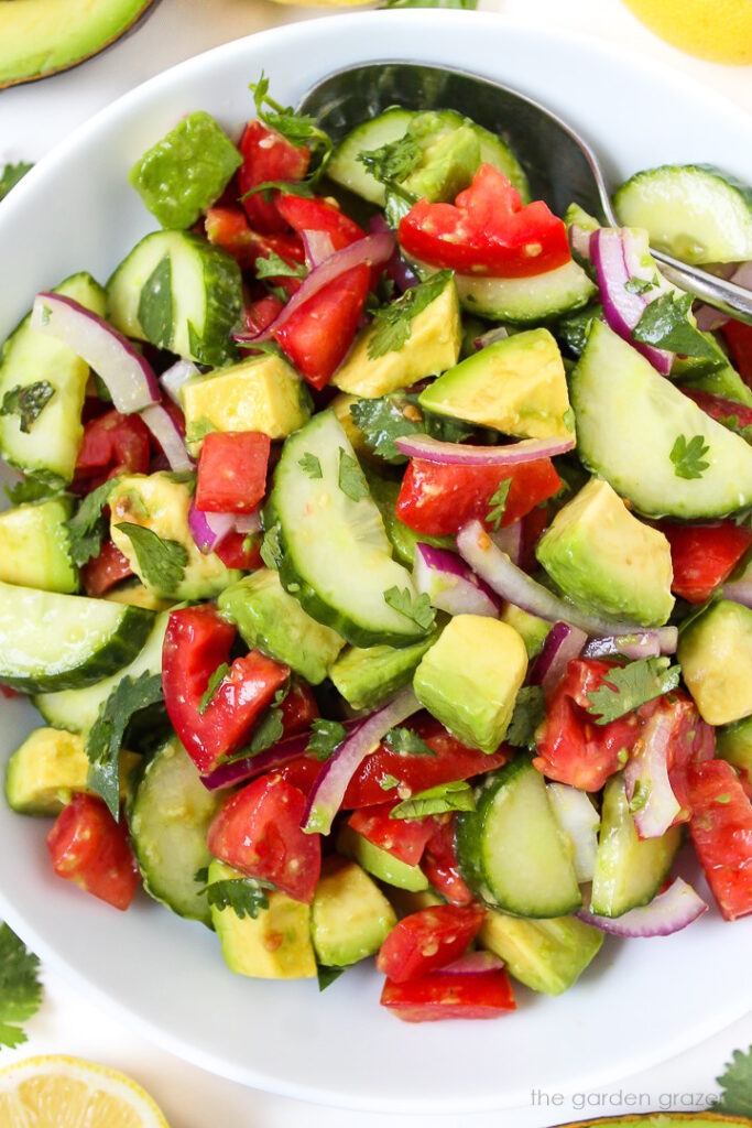 Cucumber Tomato Avocado Salad (Easy!) - The Garden Grazer