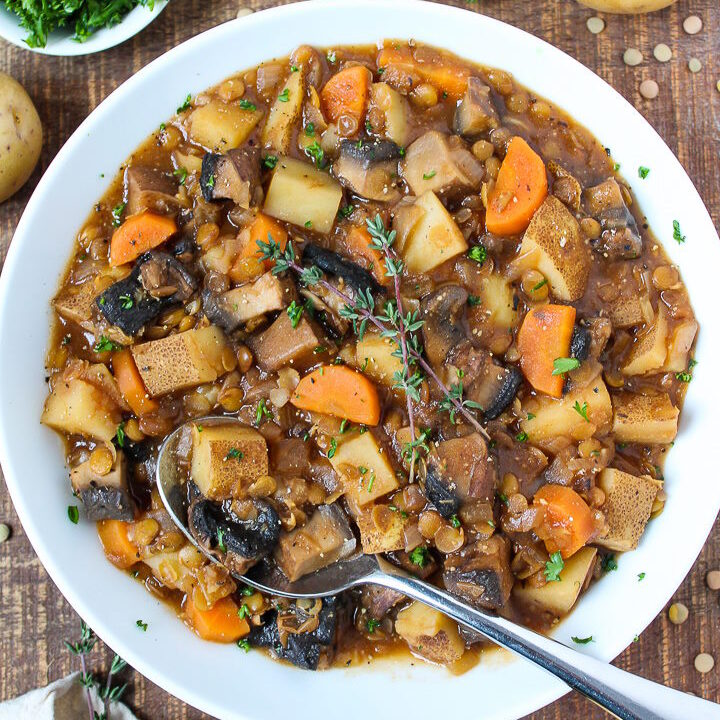 Mushroom Stew with Lentils & Potato (Vegan!) - The Garden Grazer