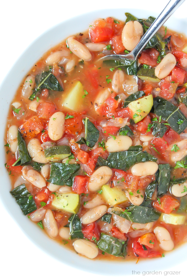 Fire-Roasted Tomato & White Bean Soup with Kale | The Garden Grazer