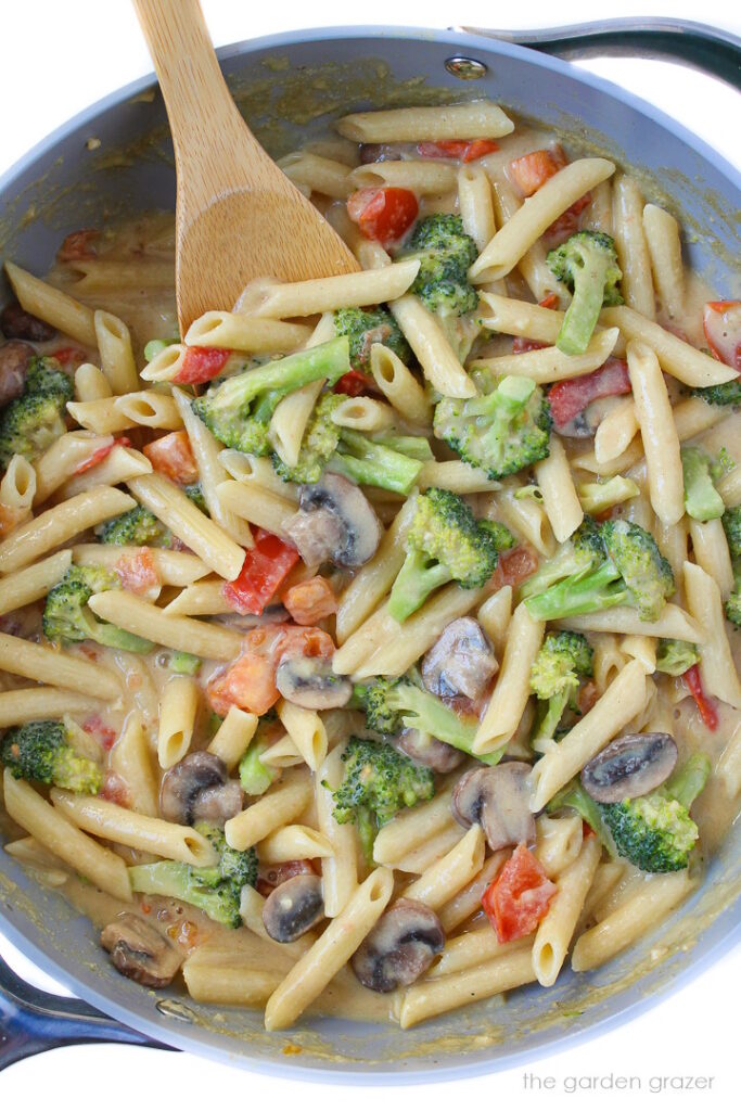 Creamy Vegetable Pasta (Vegan!) - The Garden Grazer