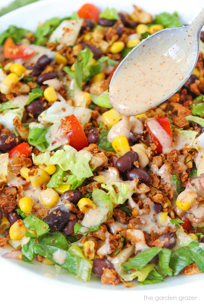 Vegan Taco Salad With Southwestern Dressing The Garden Grazer