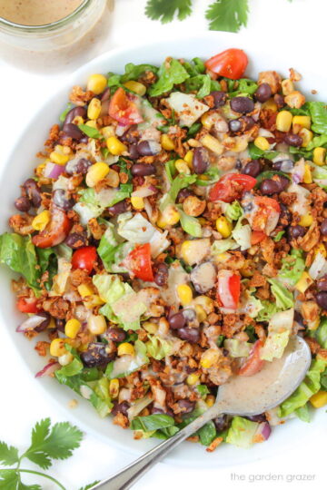 Vegan Taco Salad with Southwestern Dressing - The Garden Grazer