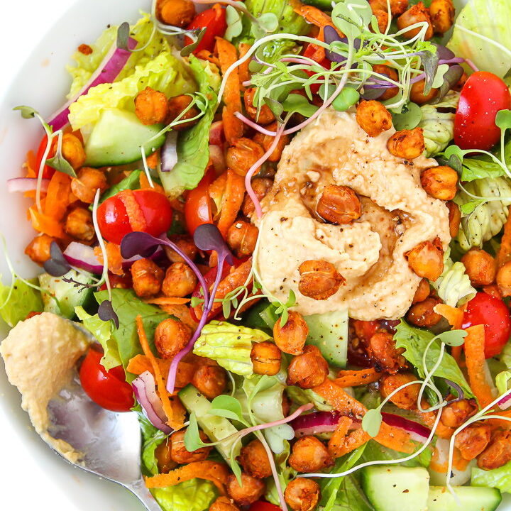 Roasted Chickpea Salad with Hummus The Garden Grazer