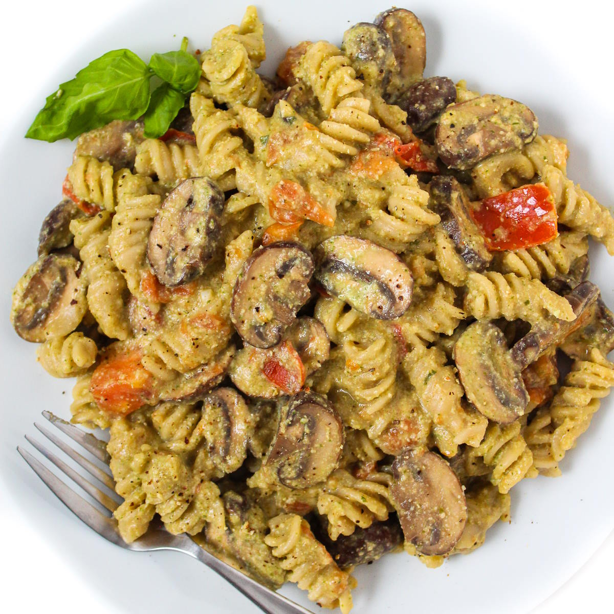 Mushroom Pesto Pasta Vegan Oil Free The Garden Grazer