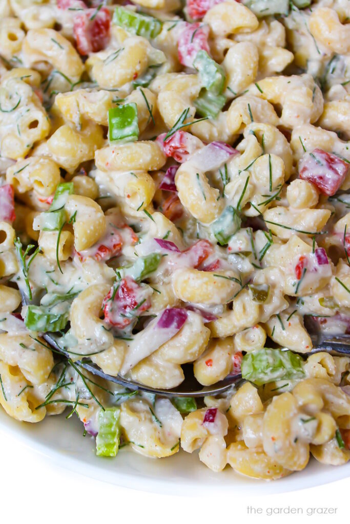 Vegan Macaroni Salad (Oil-Free!) - The Garden Grazer