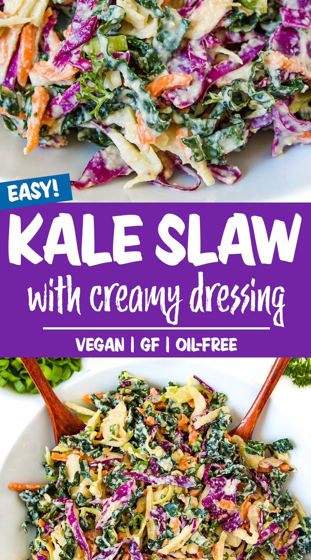 Kale Slaw with Creamy Dressing (Vegan!) - The Garden Grazer