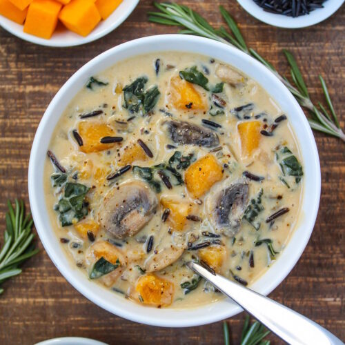 Creamy Butternut Squash and Wild Rice Soup (Vegan!) - The Garden Grazer