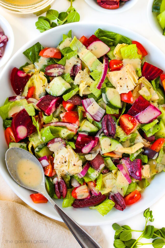 Vegan Greek Salad (Oil-Free!) - The Garden Grazer